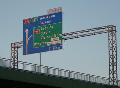 Zjazd Stadion z autostrady na osiedle Wrocław Żerniki